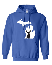 Load image into Gallery viewer, Pullover Hooded Sweatshirt Michigan Royal Whitetail Deer Vibrant Design High Quality Tight Knit Ring Spun Low Maintenance Cotton Printed With The Newest Available Color Transfer Technology