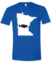 Load image into Gallery viewer, Short Sleeve T-Shirt Minnesota Royal Large Mouth Bass Vibrant Design High Quality Tight Knit Ring Spun Low Maintenance Cotton Printed With The Newest Available Color Transfer Technology