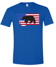 Load image into Gallery viewer, Short Sleeve T-Shirt Montana Royal Black Bear Vibrant Design High Quality Tight Knit Ring Spun Low Maintenance Cotton Printed With The Newest Available Color Transfer Technology
