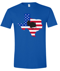 Short Sleeve T-Shirt Texas Royal Turkey Vibrant Design High Quality Tight Knit Ring Spun Low Maintenance Cotton Printed With The Newest Available Color Transfer Technology