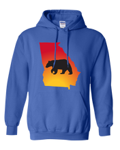 Load image into Gallery viewer, Pullover Hooded Sweatshirt Georgia Royal Black Bear Vibrant Design High Quality Tight Knit Ring Spun Low Maintenance Cotton Printed With The Newest Available Color Transfer Technology