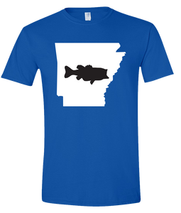 Short Sleeve T-Shirt Arkansas Royal Large Mouth Bass Vibrant Design High Quality Tight Knit Ring Spun Low Maintenance Cotton Printed With The Newest Available Color Transfer Technology