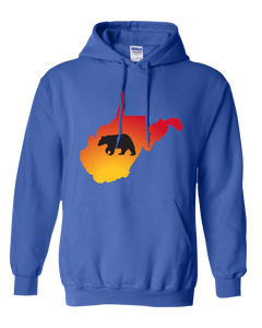 Pullover Hooded Sweatshirt West Virginia Royal Black Bear Vibrant Design High Quality Tight Knit Ring Spun Low Maintenance Cotton Printed With The Newest Available Color Transfer Technology