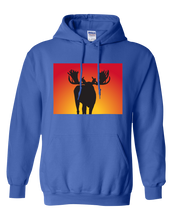 Load image into Gallery viewer, Pullover Hooded Sweatshirt Colorado Royal Moose Vibrant Design High Quality Tight Knit Ring Spun Low Maintenance Cotton Printed With The Newest Available Color Transfer Technology