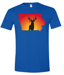 Short Sleeve T-Shirt Iowa Royal Whitetail Deer Vibrant Design High Quality Tight Knit Ring Spun Low Maintenance Cotton Printed With The Newest Available Color Transfer Technology
