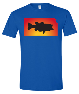 Short Sleeve T-Shirt Kansas Royal Large Mouth Bass Vibrant Design High Quality Tight Knit Ring Spun Low Maintenance Cotton Printed With The Newest Available Color Transfer Technology