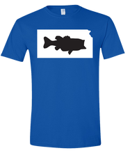 Load image into Gallery viewer, Short Sleeve T-Shirt Kansas Royal Large Mouth Bass Vibrant Design High Quality Tight Knit Ring Spun Low Maintenance Cotton Printed With The Newest Available Color Transfer Technology
