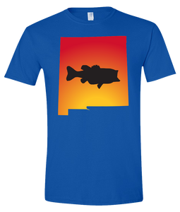 Short Sleeve T-Shirt New Mexico Royal Large Mouth Bass Vibrant Design High Quality Tight Knit Ring Spun Low Maintenance Cotton Printed With The Newest Available Color Transfer Technology