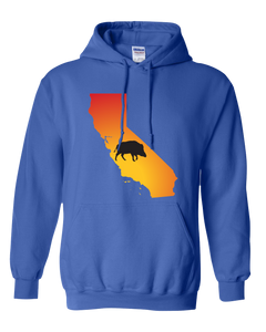 Pullover Hooded Sweatshirt California Royal Wild Hog Vibrant Design High Quality Tight Knit Ring Spun Low Maintenance Cotton Printed With The Newest Available Color Transfer Technology