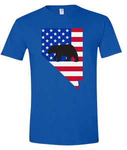 Short Sleeve T-Shirt Nevada Royal Black Bear Vibrant Design High Quality Tight Knit Ring Spun Low Maintenance Cotton Printed With The Newest Available Color Transfer Technology