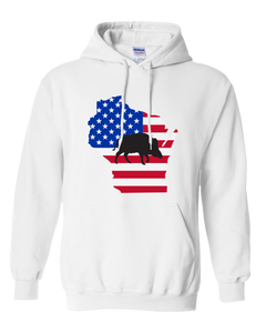 Pullover Hooded Sweatshirt Wisconsin White Wild Hog Vibrant Design High Quality Tight Knit Ring Spun Low Maintenance Cotton Printed With The Newest Available Color Transfer Technology