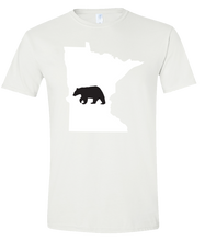 Load image into Gallery viewer, Short Sleeve T-Shirt Minnesota White Black Bear Vibrant Design High Quality Tight Knit Ring Spun Low Maintenance Cotton Printed With The Newest Available Color Transfer Technology
