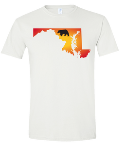 Short Sleeve T-Shirt Maryland White Black Bear Vibrant Design High Quality Tight Knit Ring Spun Low Maintenance Cotton Printed With The Newest Available Color Transfer Technology