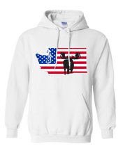 Load image into Gallery viewer, Pullover Hooded Sweatshirt Washington White Moose Vibrant Design High Quality Tight Knit Ring Spun Low Maintenance Cotton Printed With The Newest Available Color Transfer Technology