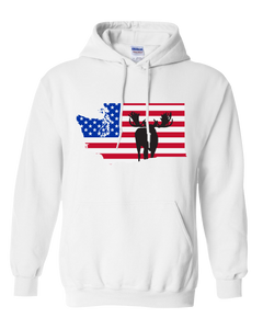 Pullover Hooded Sweatshirt Washington White Moose Vibrant Design High Quality Tight Knit Ring Spun Low Maintenance Cotton Printed With The Newest Available Color Transfer Technology
