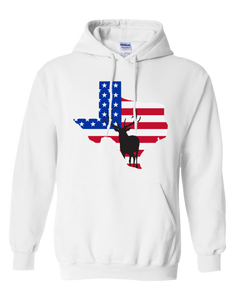 Pullover Hooded Sweatshirt Texas White Elk Vibrant Design High Quality Tight Knit Ring Spun Low Maintenance Cotton Printed With The Newest Available Color Transfer Technology