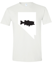 Load image into Gallery viewer, Short Sleeve T-Shirt Nevada White Large Mouth Bass Vibrant Design High Quality Tight Knit Ring Spun Low Maintenance Cotton Printed With The Newest Available Color Transfer Technology