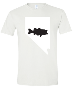 Short Sleeve T-Shirt Nevada White Large Mouth Bass Vibrant Design High Quality Tight Knit Ring Spun Low Maintenance Cotton Printed With The Newest Available Color Transfer Technology