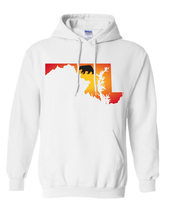 Pullover Hooded Sweatshirt Maryland White Black Bear Vibrant Design High Quality Tight Knit Ring Spun Low Maintenance Cotton Printed With The Newest Available Color Transfer Technology