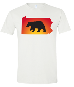 Short Sleeve T-Shirt Pennsylvania White Black Bear Vibrant Design High Quality Tight Knit Ring Spun Low Maintenance Cotton Printed With The Newest Available Color Transfer Technology