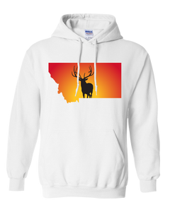 Pullover Hooded Sweatshirt Montana White Elk Vibrant Design High Quality Tight Knit Ring Spun Low Maintenance Cotton Printed With The Newest Available Color Transfer Technology