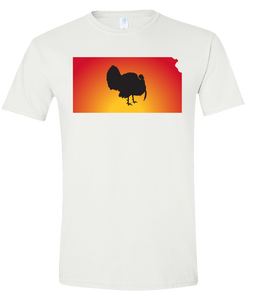 Short Sleeve T-Shirt Kansas White Turkey Vibrant Design High Quality Tight Knit Ring Spun Low Maintenance Cotton Printed With The Newest Available Color Transfer Technology