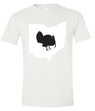 Load image into Gallery viewer, Short Sleeve T-Shirt Ohio White Turkey Vibrant Design High Quality Tight Knit Ring Spun Low Maintenance Cotton Printed With The Newest Available Color Transfer Technology
