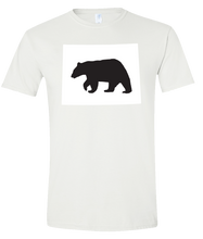 Load image into Gallery viewer, Short Sleeve T-Shirt Wyoming White Black Bear Vibrant Design High Quality Tight Knit Ring Spun Low Maintenance Cotton Printed With The Newest Available Color Transfer Technology