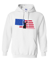 Load image into Gallery viewer, Pullover Hooded Sweatshirt Nebraska White Whitetail Deer Vibrant Design High Quality Tight Knit Ring Spun Low Maintenance Cotton Printed With The Newest Available Color Transfer Technology
