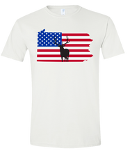 Load image into Gallery viewer, Short Sleeve T-Shirt Pennsylvania White Elk Vibrant Design High Quality Tight Knit Ring Spun Low Maintenance Cotton Printed With The Newest Available Color Transfer Technology