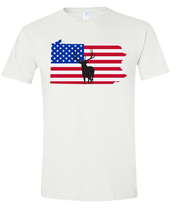 Short Sleeve T-Shirt Pennsylvania White Elk Vibrant Design High Quality Tight Knit Ring Spun Low Maintenance Cotton Printed With The Newest Available Color Transfer Technology