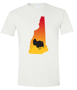 Short Sleeve T-Shirt New Hampshire White Turkey Vibrant Design High Quality Tight Knit Ring Spun Low Maintenance Cotton Printed With The Newest Available Color Transfer Technology