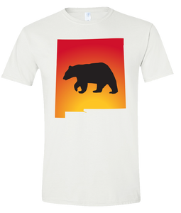 Short Sleeve T-Shirt New Mexico White Black Bear Vibrant Design High Quality Tight Knit Ring Spun Low Maintenance Cotton Printed With The Newest Available Color Transfer Technology