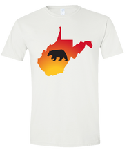 Load image into Gallery viewer, Short Sleeve T-Shirt West Virginia White Black Bear Vibrant Design High Quality Tight Knit Ring Spun Low Maintenance Cotton Printed With The Newest Available Color Transfer Technology