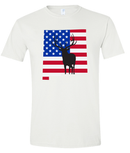 Load image into Gallery viewer, Short Sleeve T-Shirt New Mexico White Elk Vibrant Design High Quality Tight Knit Ring Spun Low Maintenance Cotton Printed With The Newest Available Color Transfer Technology