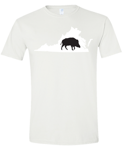 Short Sleeve T-Shirt Virginia White Wild Hog Vibrant Design High Quality Tight Knit Ring Spun Low Maintenance Cotton Printed With The Newest Available Color Transfer Technology