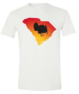 Short Sleeve T-Shirt South Carolina White Turkey Vibrant Design High Quality Tight Knit Ring Spun Low Maintenance Cotton Printed With The Newest Available Color Transfer Technology