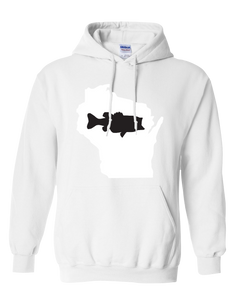 Pullover Hooded Sweatshirt Wisconsin White Large Mouth Bass Vibrant Design High Quality Tight Knit Ring Spun Low Maintenance Cotton Printed With The Newest Available Color Transfer Technology