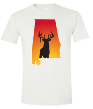 Load image into Gallery viewer, Short Sleeve T-Shirt Alabama White Whitetail Deer Vibrant Design High Quality Tight Knit Ring Spun Low Maintenance Cotton Printed With The Newest Available Color Transfer Technology