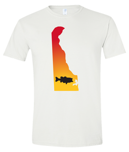 Short Sleeve T-Shirt Delaware White Large Mouth Bass Vibrant Design High Quality Tight Knit Ring Spun Low Maintenance Cotton Printed With The Newest Available Color Transfer Technology