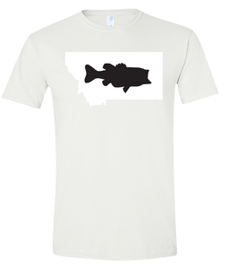 Short Sleeve T-Shirt Montana White Large Mouth Bass Vibrant Design High Quality Tight Knit Ring Spun Low Maintenance Cotton Printed With The Newest Available Color Transfer Technology