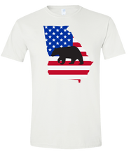 Load image into Gallery viewer, Short Sleeve T-Shirt Georgia White Black Bear Vibrant Design High Quality Tight Knit Ring Spun Low Maintenance Cotton Printed With The Newest Available Color Transfer Technology
