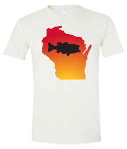 Short Sleeve T-Shirt Wisconsin White Large Mouth Bass Vibrant Design High Quality Tight Knit Ring Spun Low Maintenance Cotton Printed With The Newest Available Color Transfer Technology