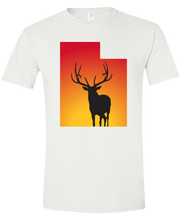 Load image into Gallery viewer, Short Sleeve T-Shirt Utah White Elk Vibrant Design High Quality Tight Knit Ring Spun Low Maintenance Cotton Printed With The Newest Available Color Transfer Technology