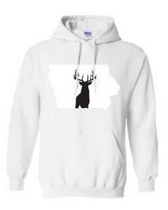Pullover Hooded Sweatshirt Iowa White Whitetail Deer Vibrant Design High Quality Tight Knit Ring Spun Low Maintenance Cotton Printed With The Newest Available Color Transfer Technology