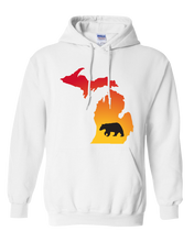 Load image into Gallery viewer, Pullover Hooded Sweatshirt Michigan White Black Bear Vibrant Design High Quality Tight Knit Ring Spun Low Maintenance Cotton Printed With The Newest Available Color Transfer Technology