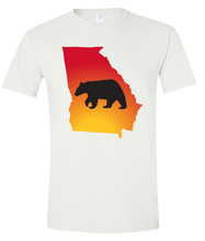 Load image into Gallery viewer, Short Sleeve T-Shirt Georgia White Black Bear Vibrant Design High Quality Tight Knit Ring Spun Low Maintenance Cotton Printed With The Newest Available Color Transfer Technology