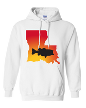 Load image into Gallery viewer, Pullover Hooded Sweatshirt Louisiana White Large Mouth Bass Vibrant Design High Quality Tight Knit Ring Spun Low Maintenance Cotton Printed With The Newest Available Color Transfer Technology