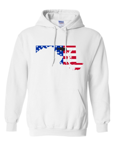 Pullover Hooded Sweatshirt Maryland White Large Mouth Bass Vibrant Design High Quality Tight Knit Ring Spun Low Maintenance Cotton Printed With The Newest Available Color Transfer Technology