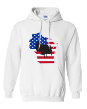 Load image into Gallery viewer, Pullover Hooded Sweatshirt Wisconsin White Turkey Vibrant Design High Quality Tight Knit Ring Spun Low Maintenance Cotton Printed With The Newest Available Color Transfer Technology